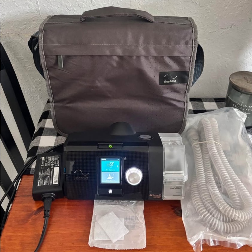 ResMed Black and Gray CPAP Device with Bag